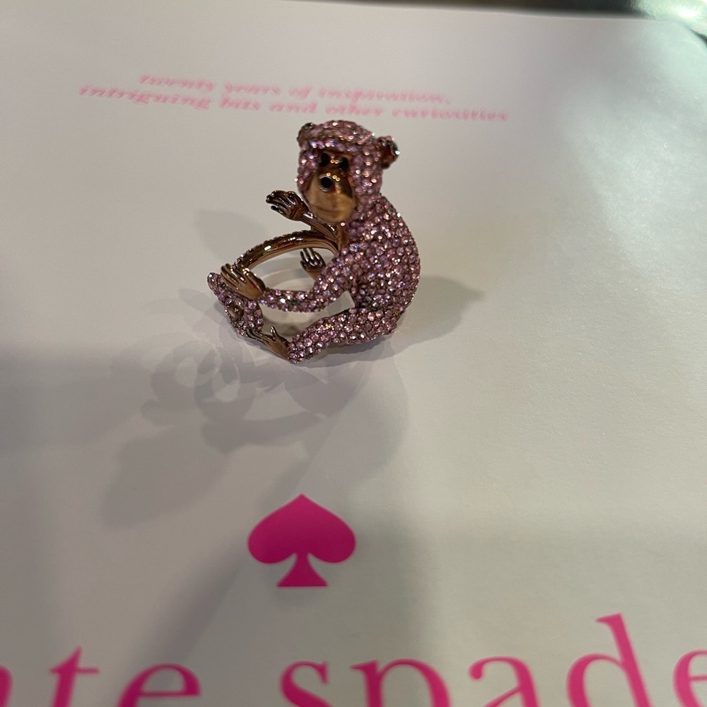 Kate Spade Pavé Monkey Cocktail Ring size 8